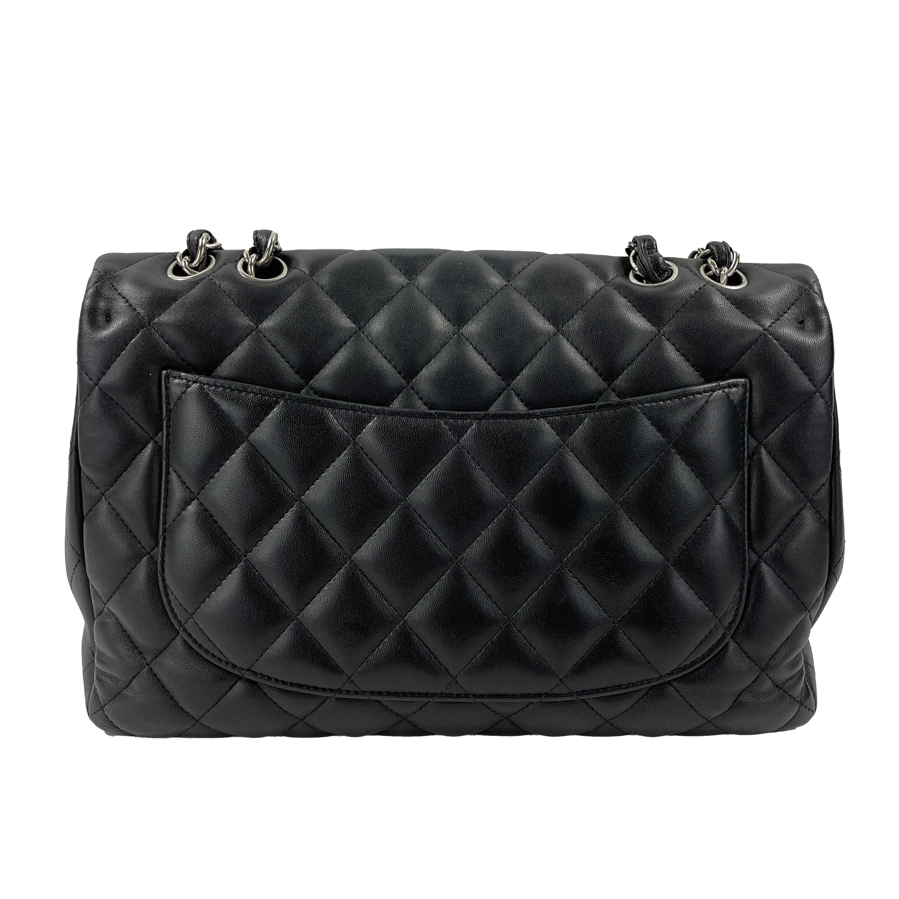 【CHANEL】Chanel 2.55 jumbo classic flap【ランク:A】 Chanel Black Quilted Lambskin Jumbo Double Flap Classic Bag